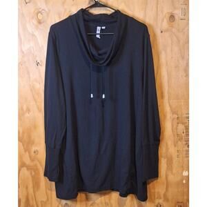 Cable & Gauge Sweatshirt Women's 1X Black Cowl Neck Thumbholes Athleisure Comfy